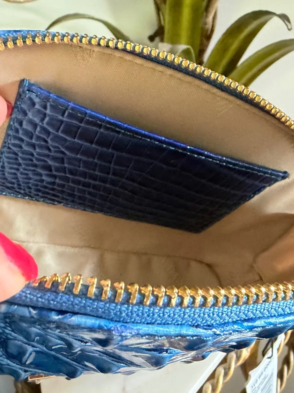 💙 Brahmin Sample 'Electric' Blue Tina Zippered Make Up Bag Pouch Clutch 💙 READ